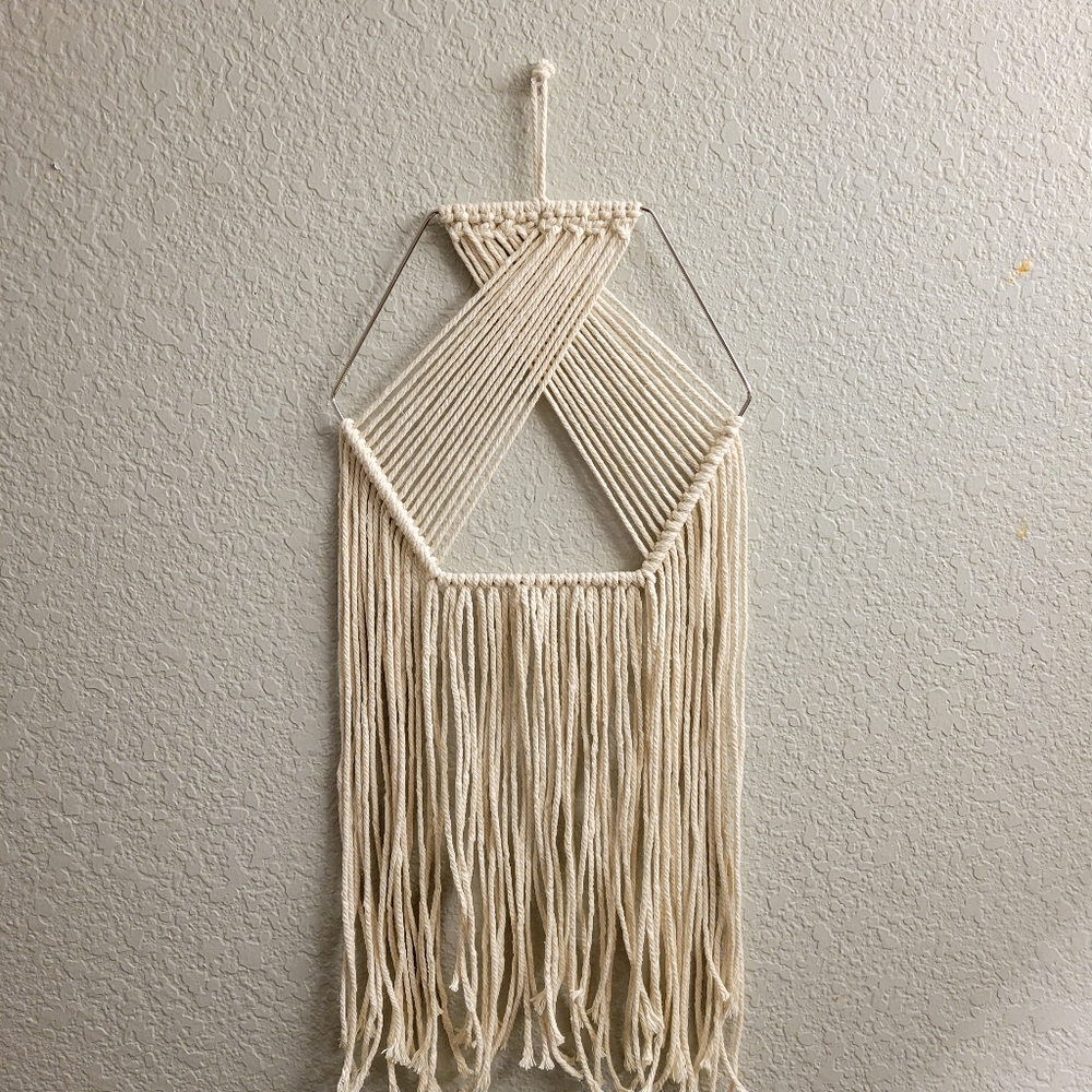 handmade geometric macrame wall hanging